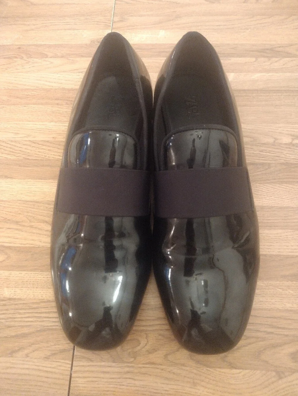 Men's Size 9.5 Zara Black Patent Slip-On Loafers